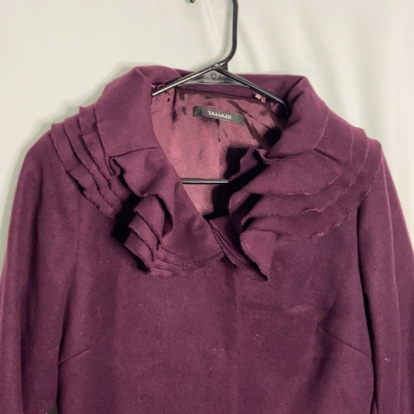 Tahari  Purple Long Sleeves Ruffled Coat Size Small Petite S/P - Picture 7 of 8